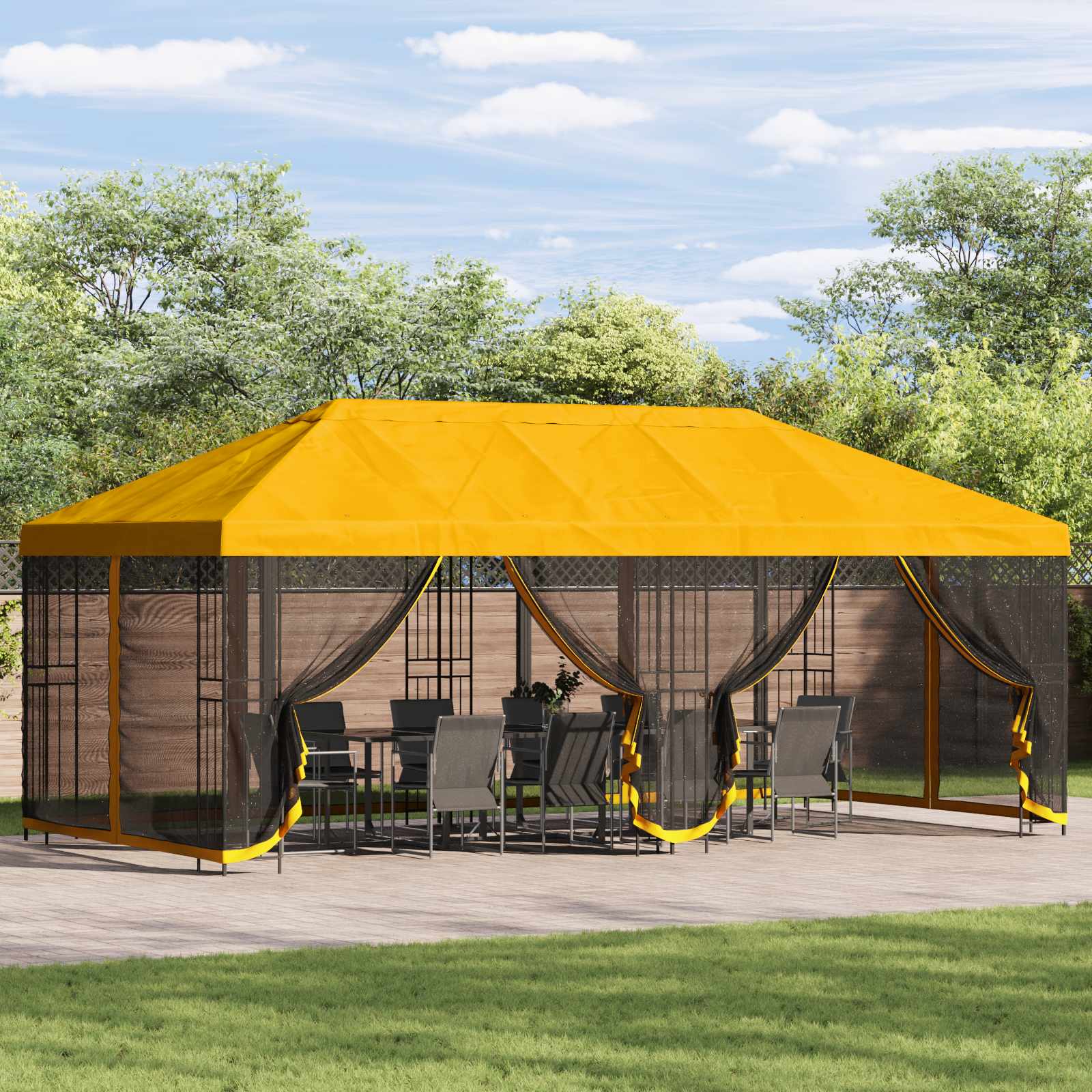 vidaXL Paviljoen met zijwanden 6 x 3 m Beige Polyester en staal 190