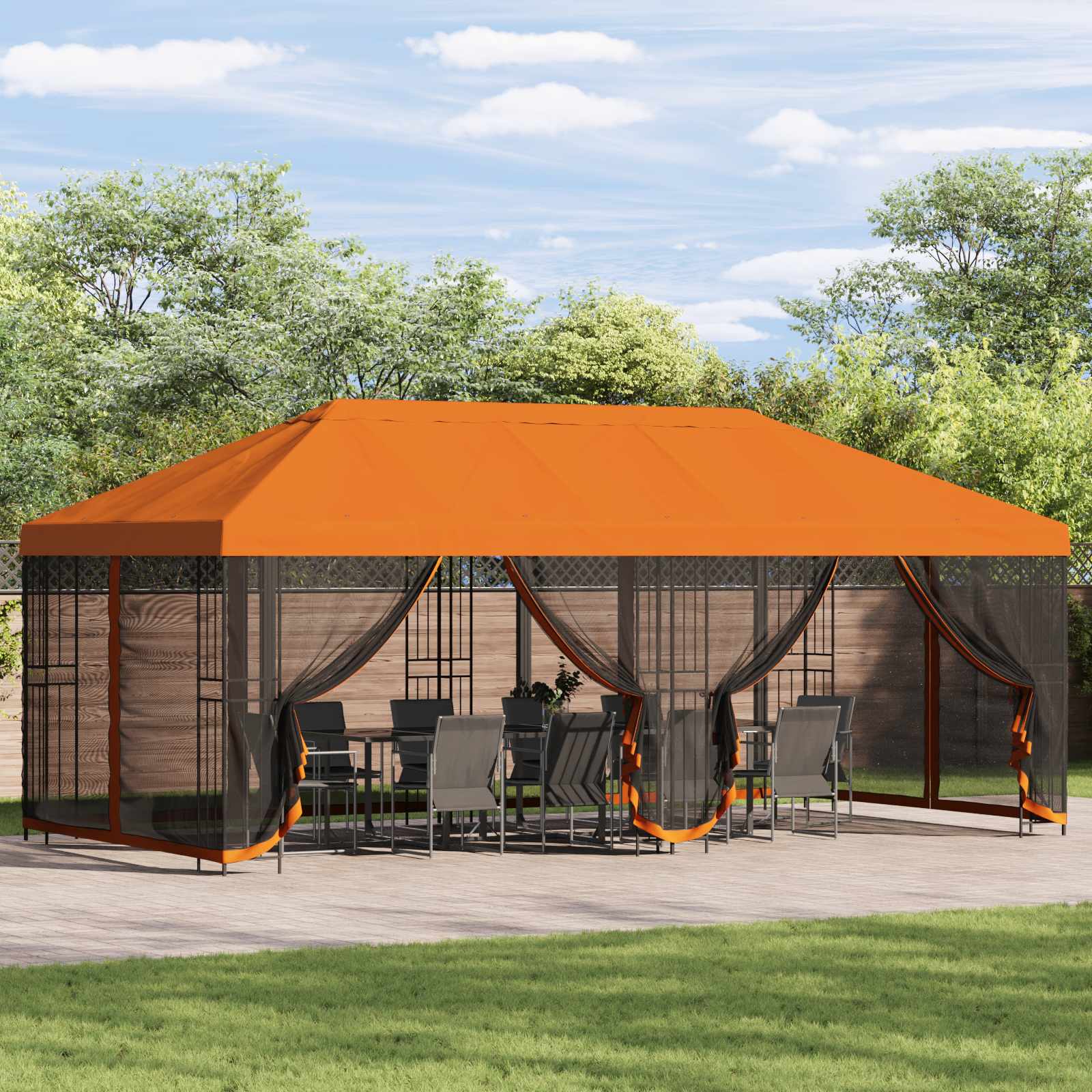 vidaXL Paviljoen met zijwanden 6 x 3 m Beige Polyester en staal 190