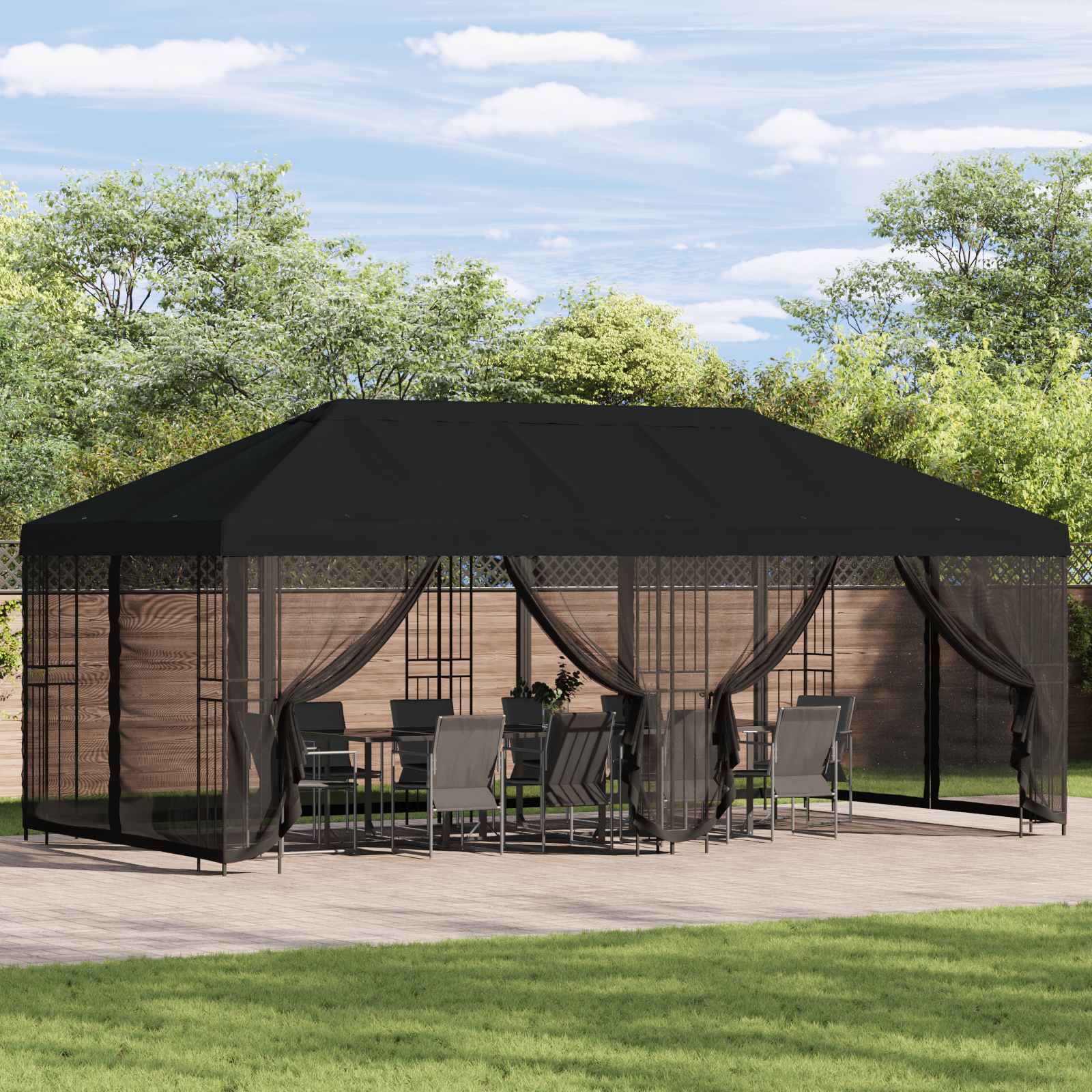vidaXL Paviljoen met zijwanden 6 x 3 m Beige Polyester en staal 190