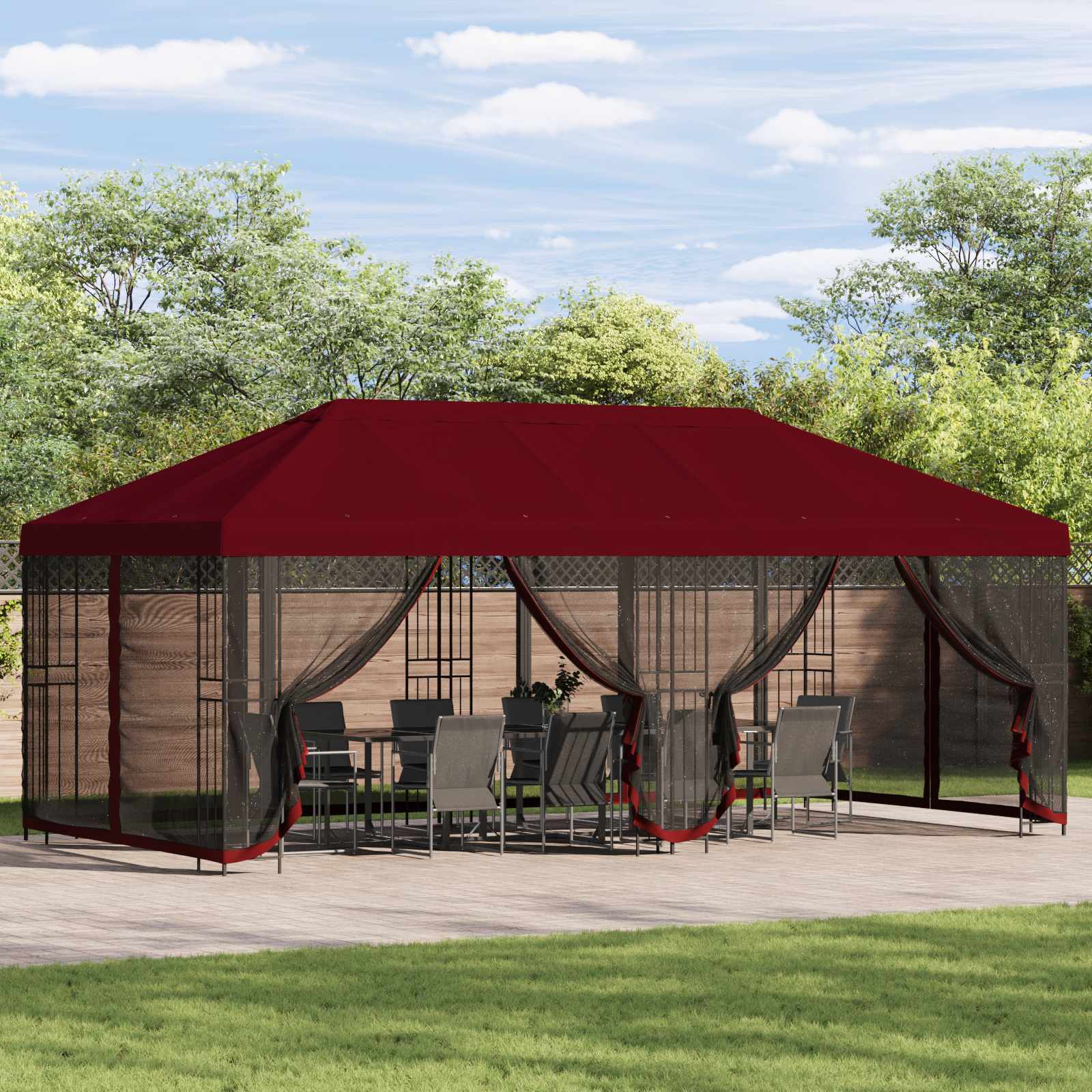 vidaXL Paviljoen met zijwanden 6 x 3 m Beige Polyester en staal 190