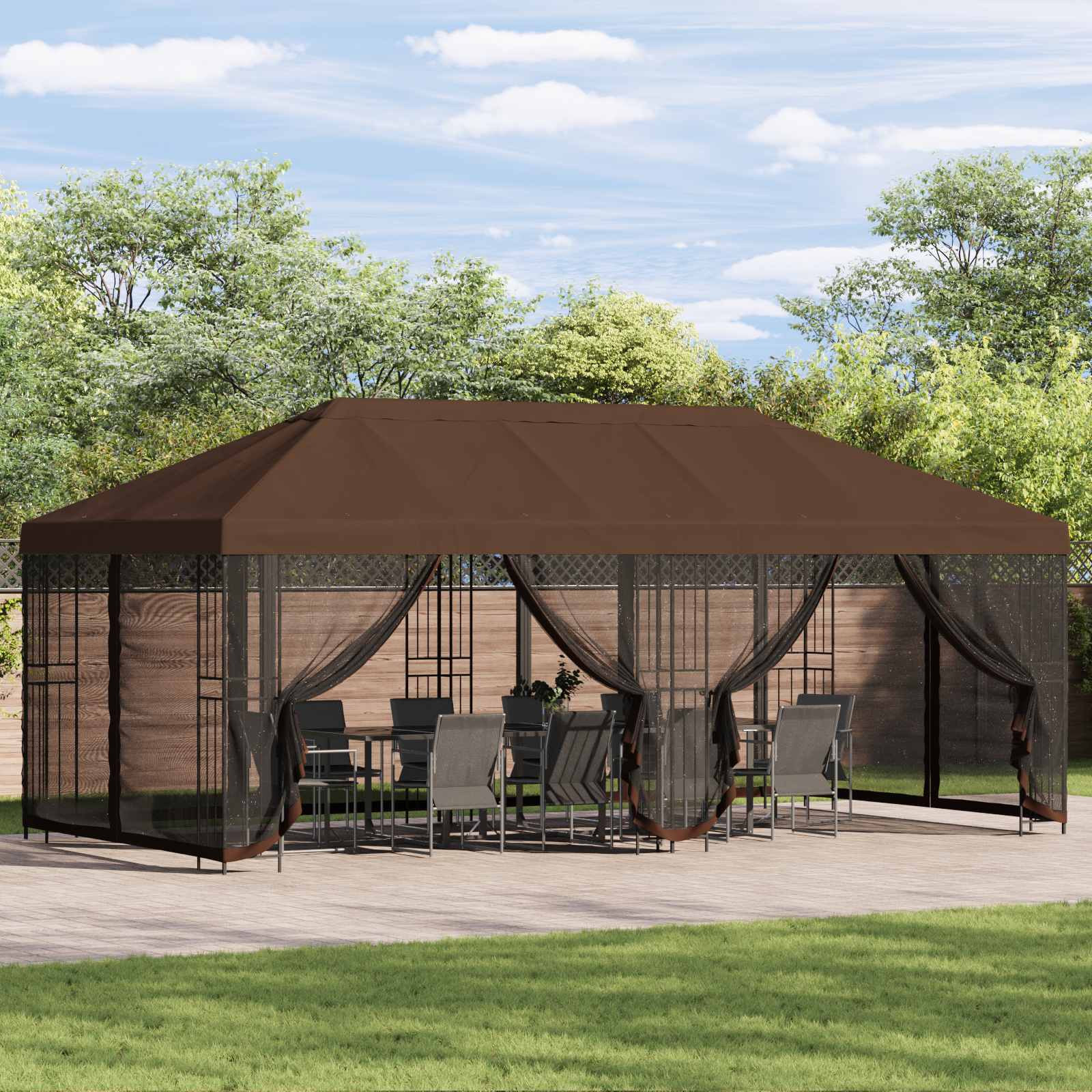 vidaXL Paviljoen met zijwanden 6 x 3 m Beige Polyester en staal 190