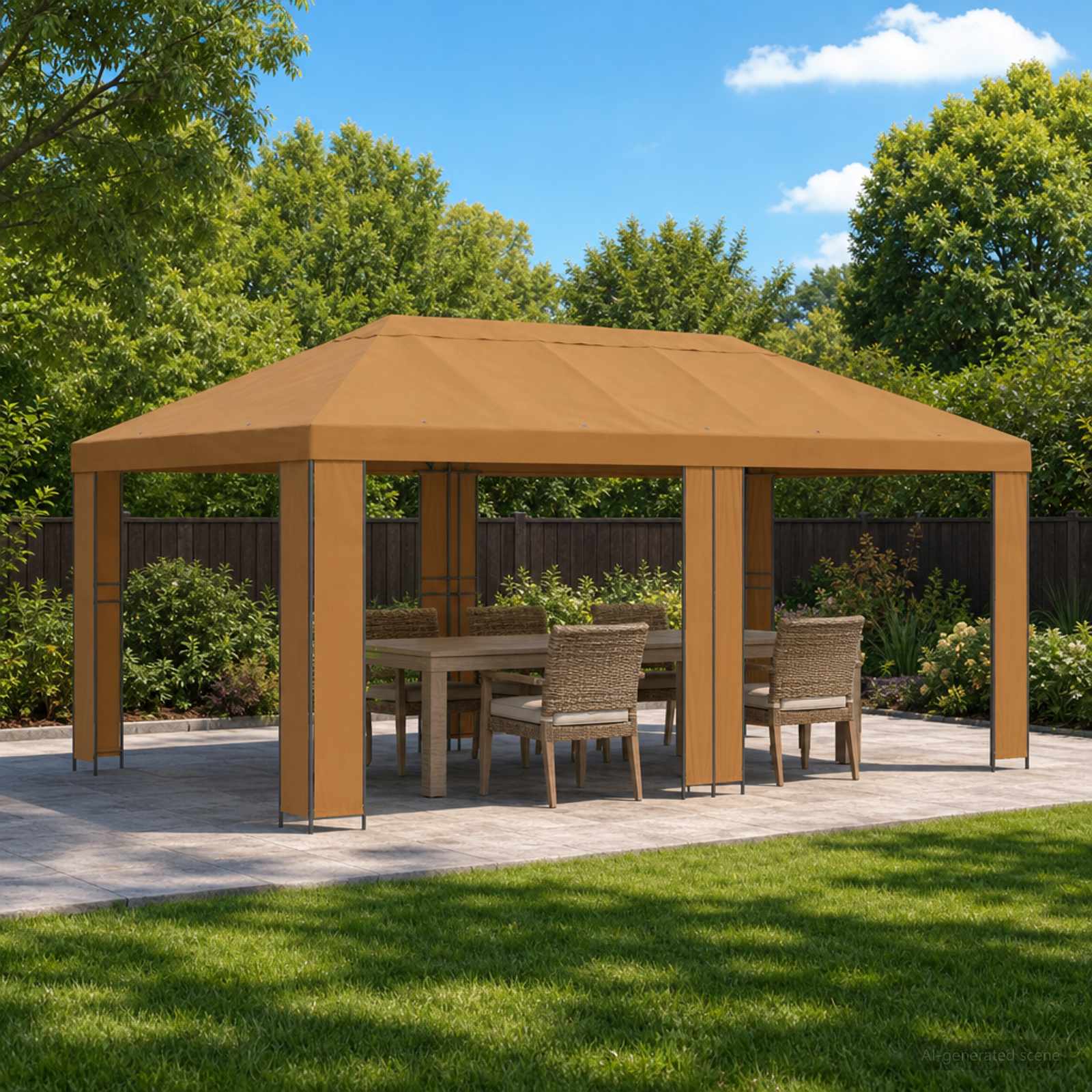 vidaXL Tuinprieel 6 x 3 m Beige Polyester en staal 190
