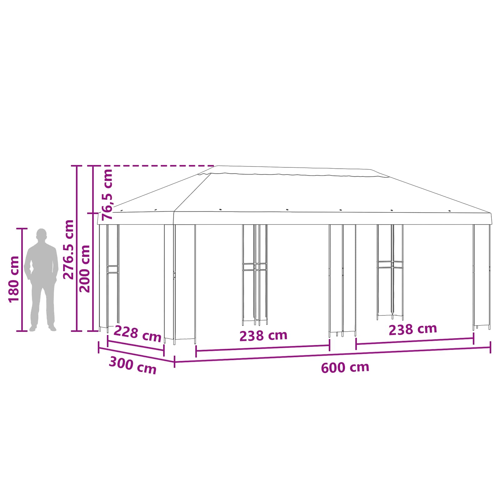 vidaXL Tuinprieel 6 x 3 m Beige Polyester en staal 190