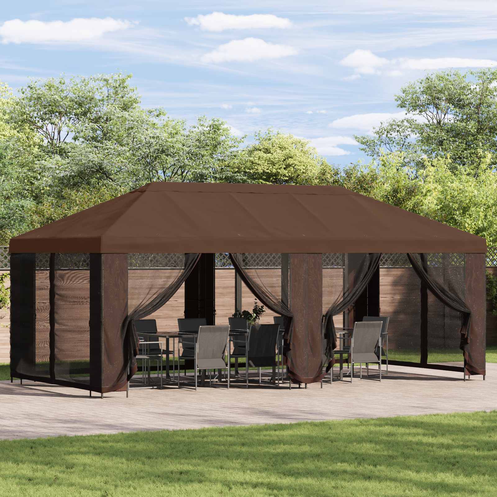 vidaXL Tuinprieel 6 x 3 m Beige Polyester en staal 190