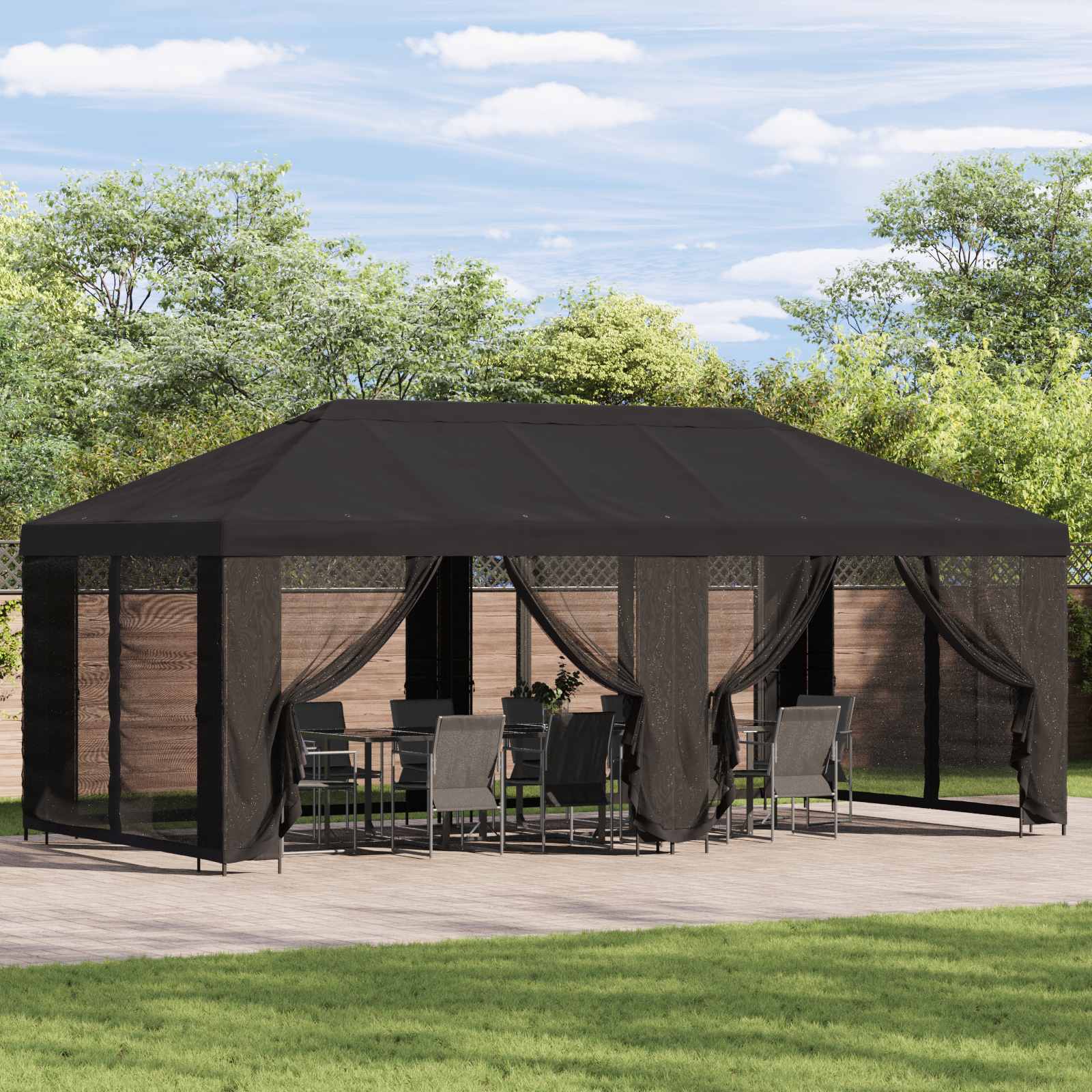 vidaXL Paviljoen met zijwanden 6 x 3 m Beige Polyester en staal 190