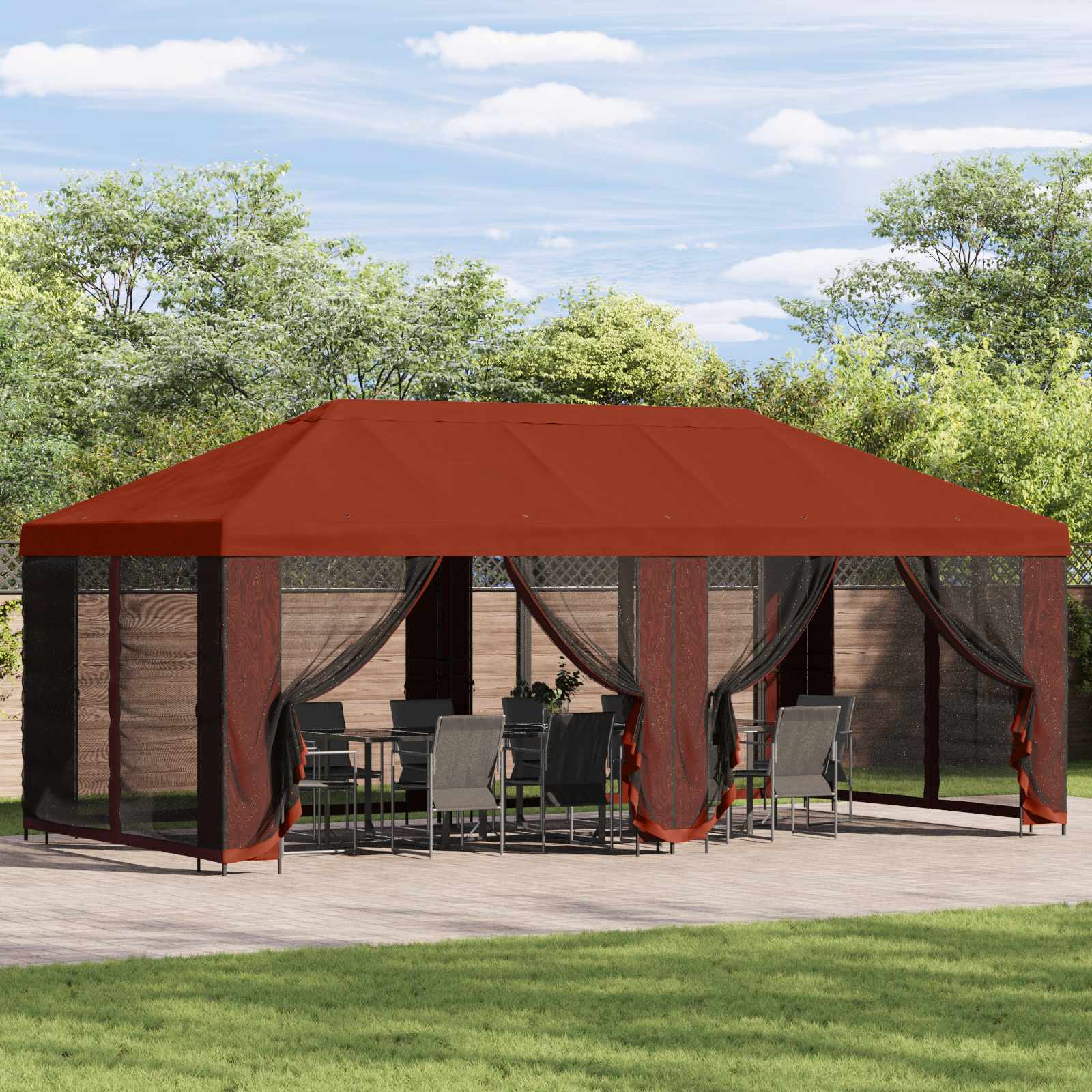 vidaXL Paviljoen met zijwanden 6 x 3 m Beige Polyester en staal 190