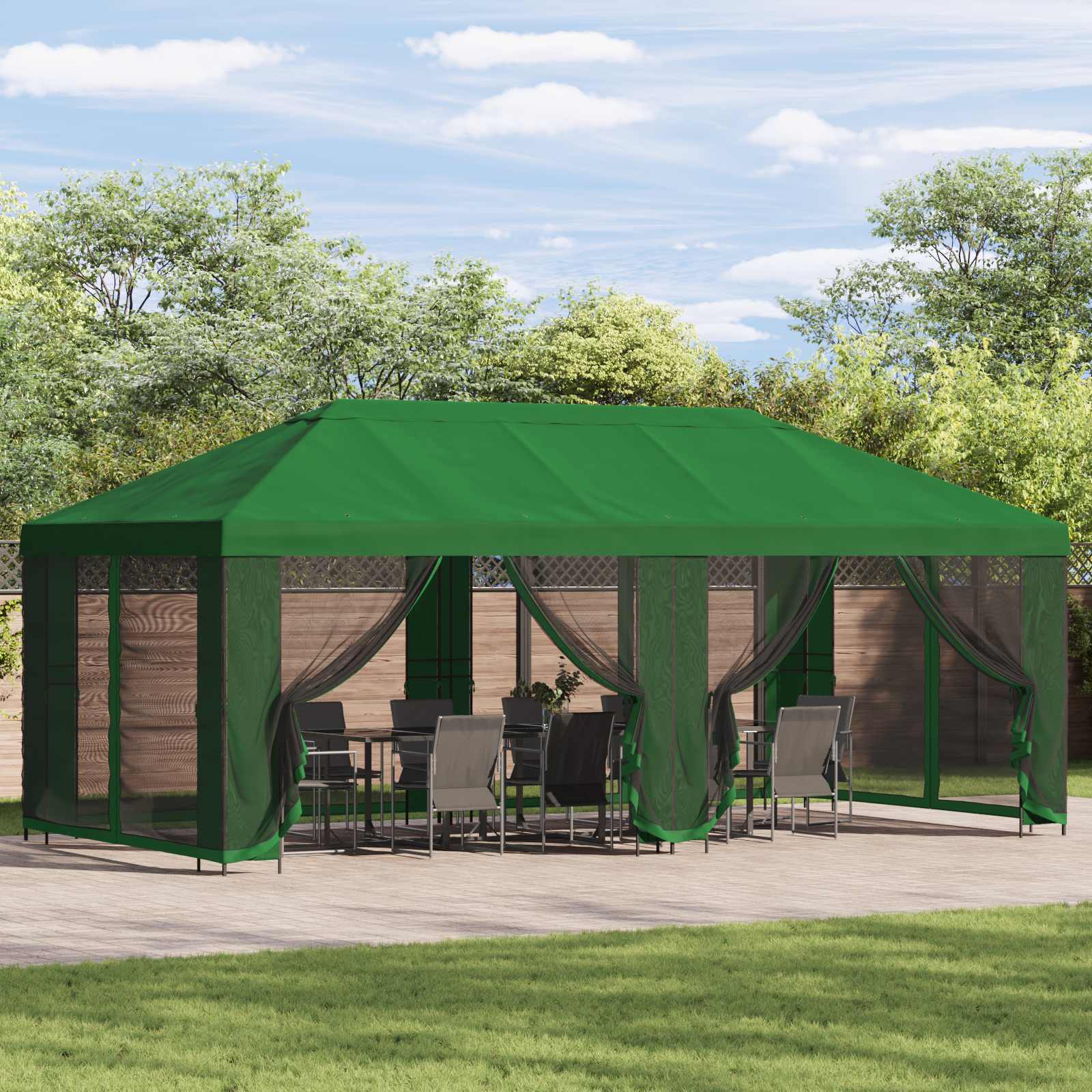 vidaXL Paviljoen met zijwanden 6 x 3 m Beige Polyester en staal 190