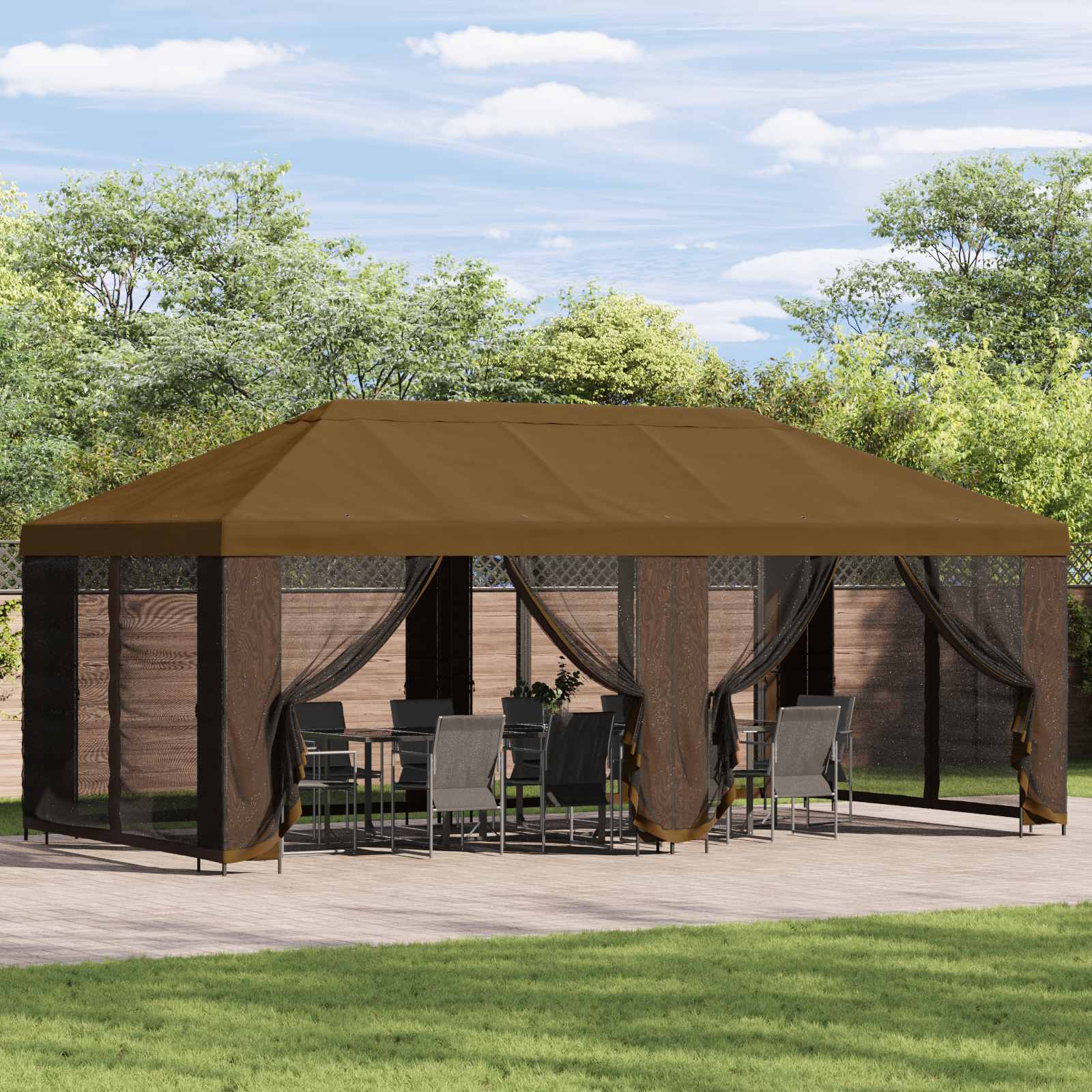 vidaXL Paviljoen met zijwanden 6 x 3 m Beige Polyester en staal 190