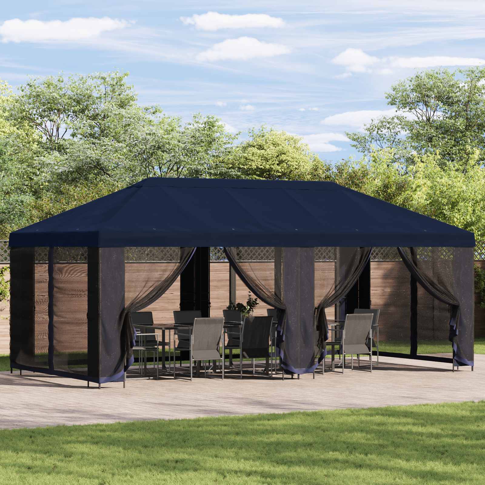vidaXL Paviljoen met zijwanden 6 x 3 m Beige Polyester en staal 190