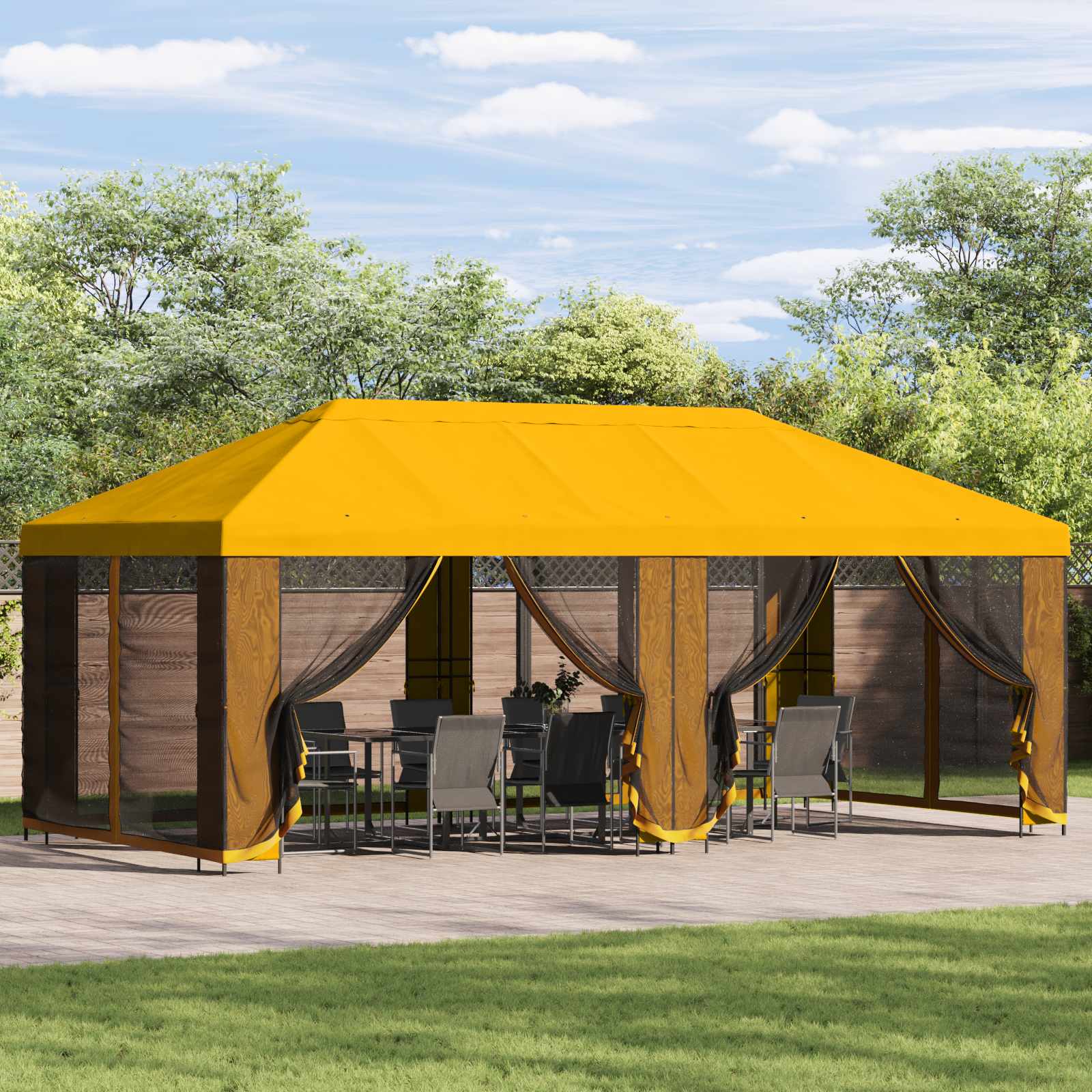 vidaXL Paviljoen met zijwanden 6 x 3 m Beige Polyester en staal 190
