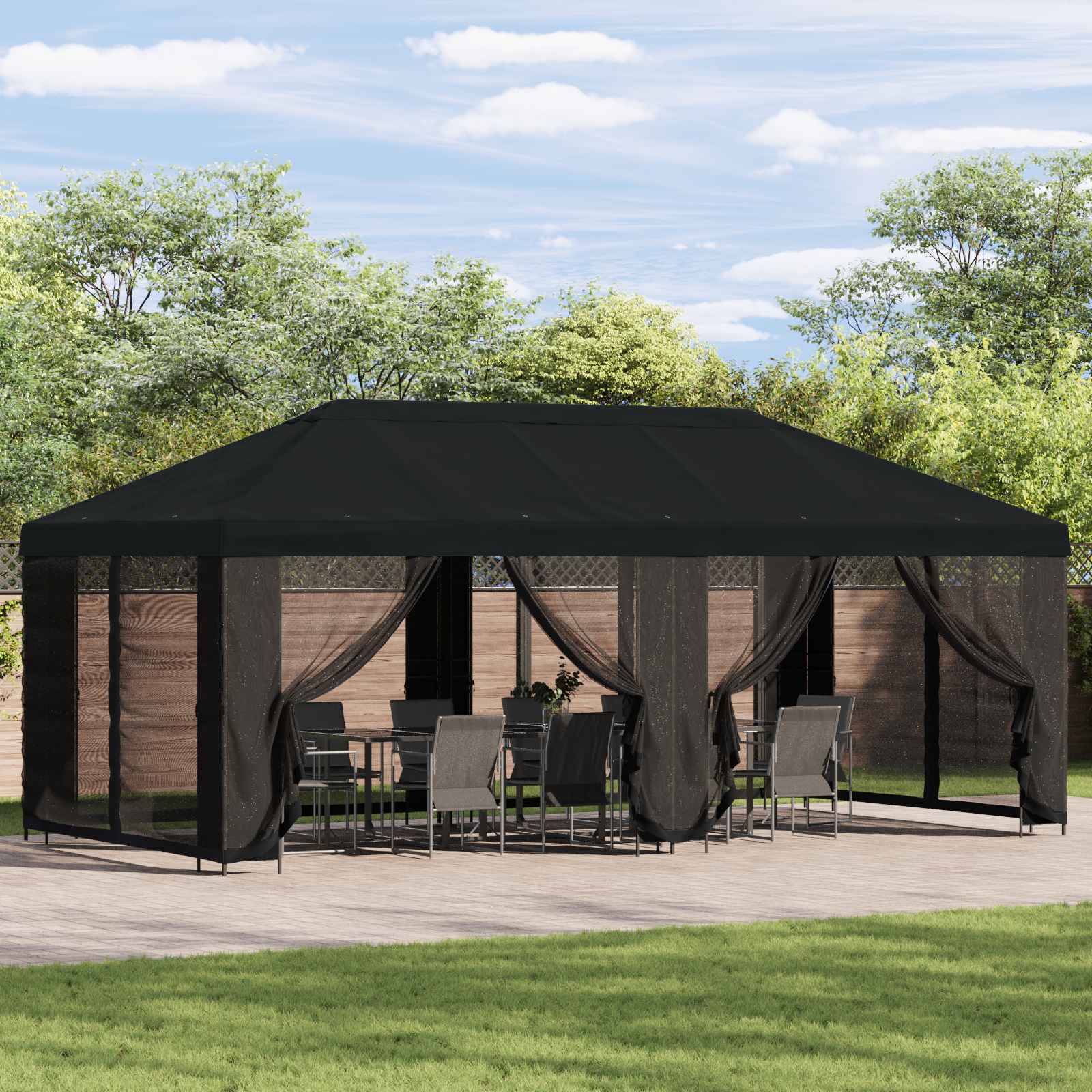 vidaXL Paviljoen met zijwanden 6 x 3 m Beige Polyester en staal 190
