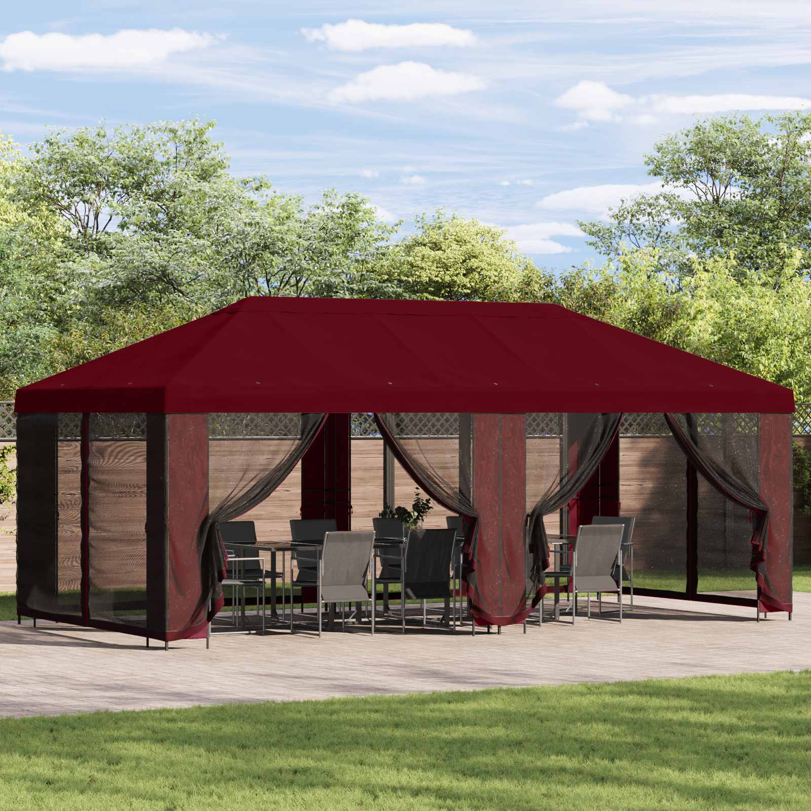 vidaXL Paviljoen met zijwanden 6 x 3 m Beige Polyester en staal 190