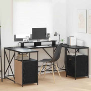 vidaXL Bureau met lade Zwart eiken 182 x 101 x 87.5 cm Bewerkt hout