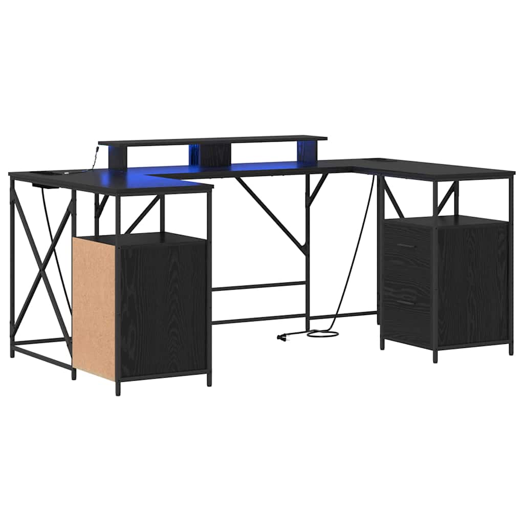 vidaXL Bureau met lade Zwart eiken 182 x 101 x 87.5 cm Bewerkt hout