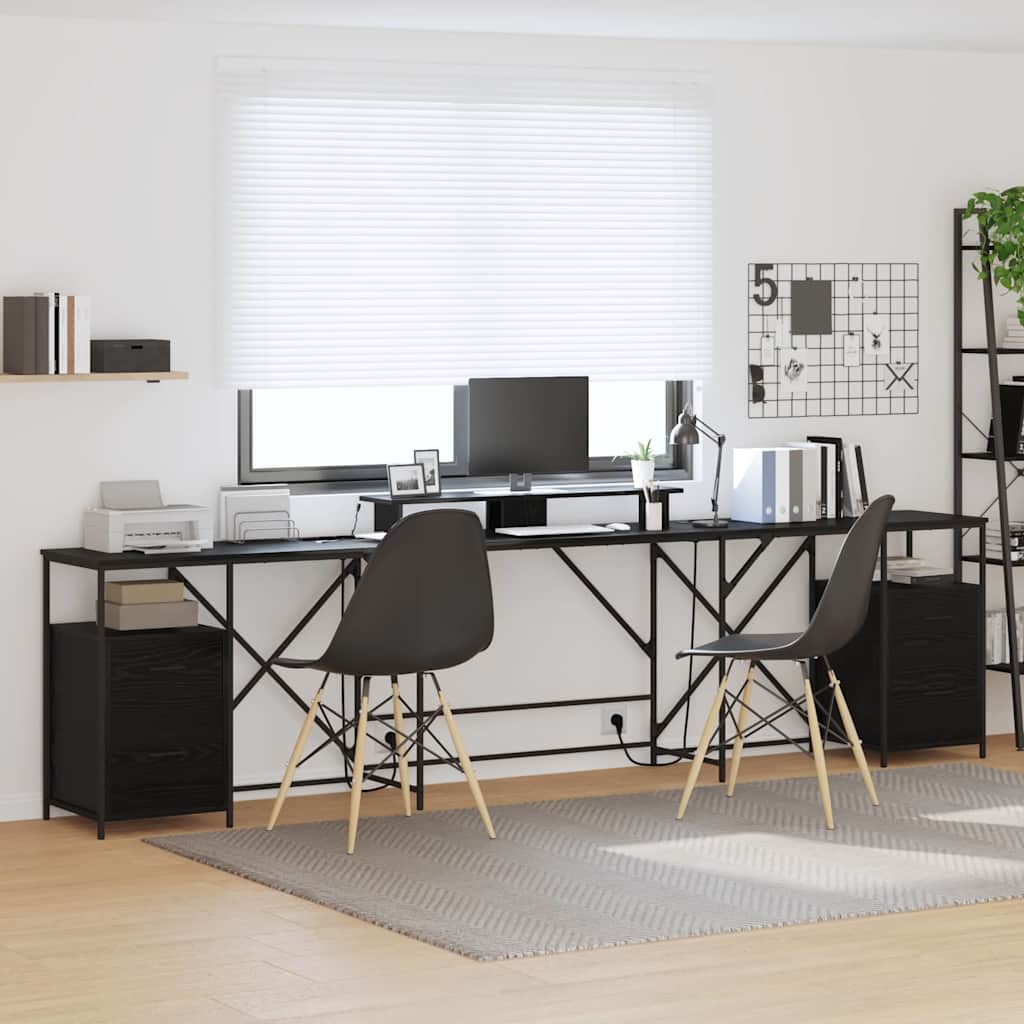 vidaXL Bureau met lade Zwart eiken 182 x 101 x 87.5 cm Bewerkt hout