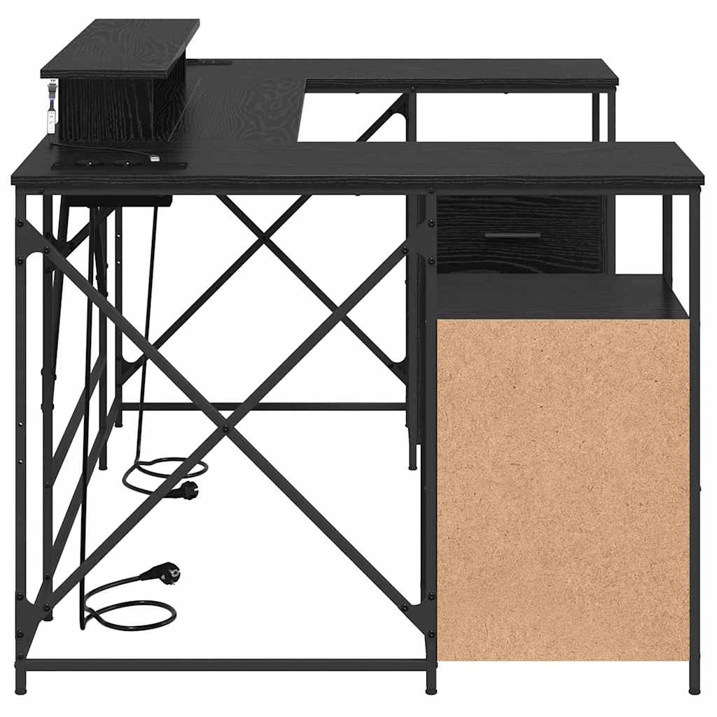 vidaXL Bureau met lade Zwart eiken 182 x 101 x 87.5 cm Bewerkt hout