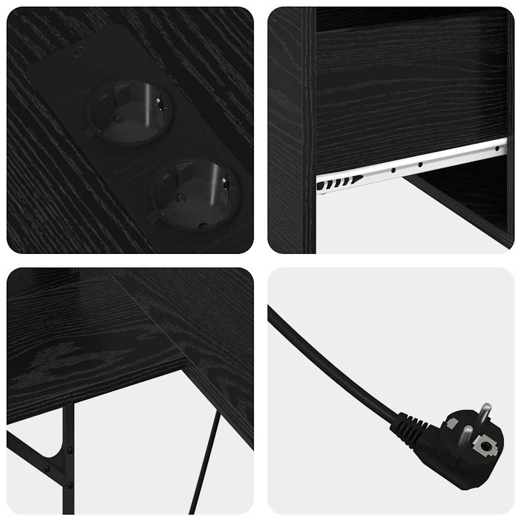 vidaXL Bureau met lade Zwart eiken 182 x 101 x 87.5 cm Bewerkt hout