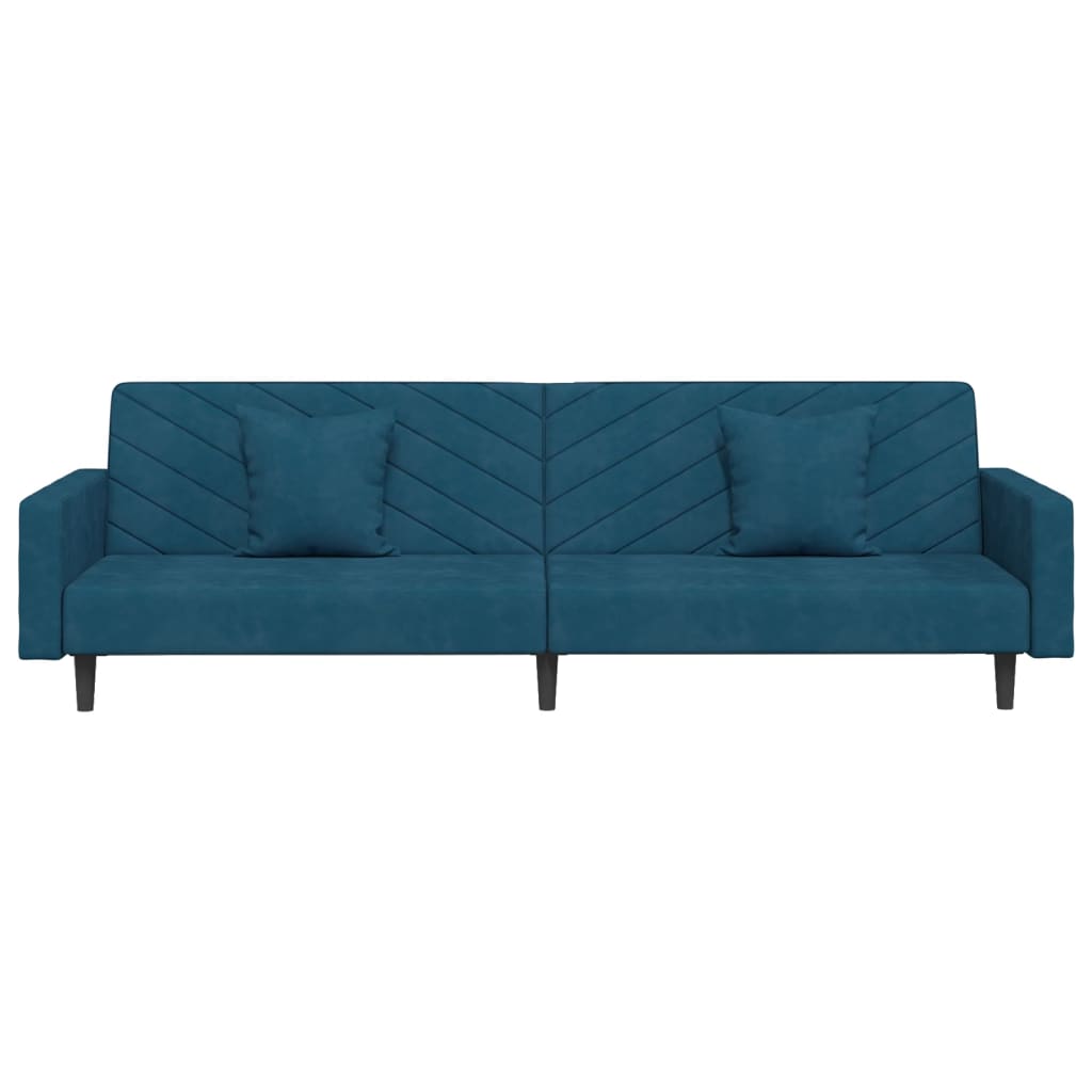 vidaXL Slaapbank 2-zits met 2 kussens fluweel blauw