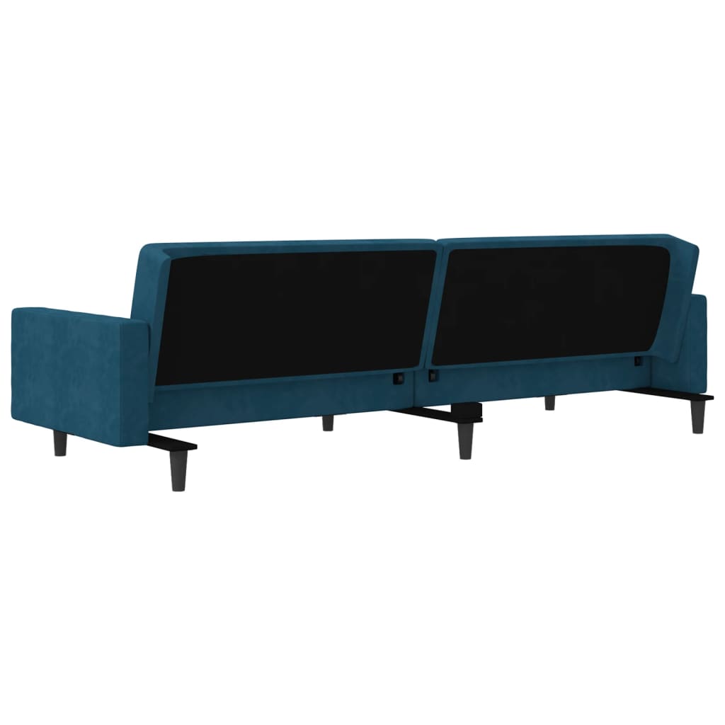 vidaXL Slaapbank 2-zits met 2 kussens fluweel blauw