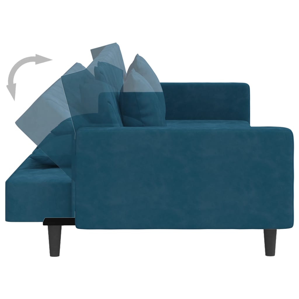vidaXL Slaapbank 2-zits met 2 kussens fluweel blauw