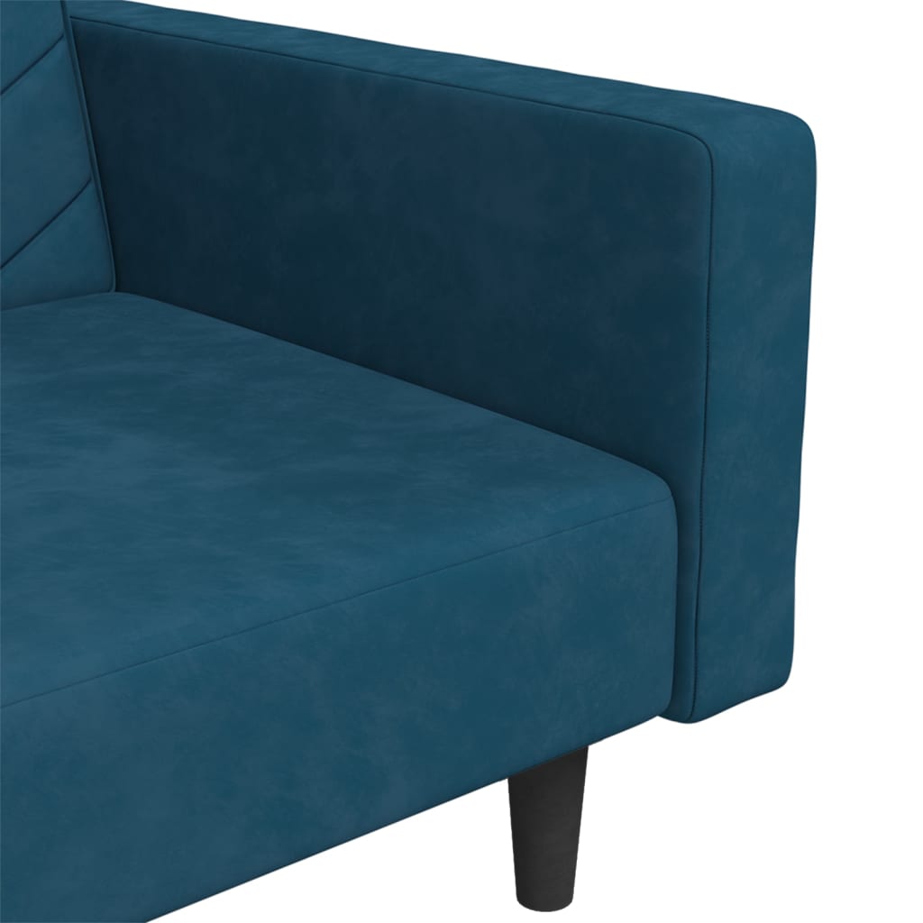 vidaXL Slaapbank 2-zits met 2 kussens fluweel blauw