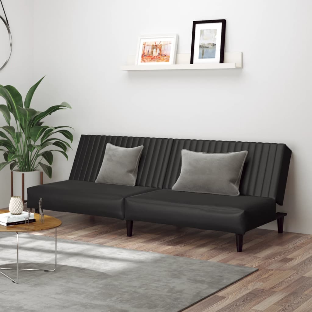 vidaXL Slaapbank 2-zits kunstleer zwart