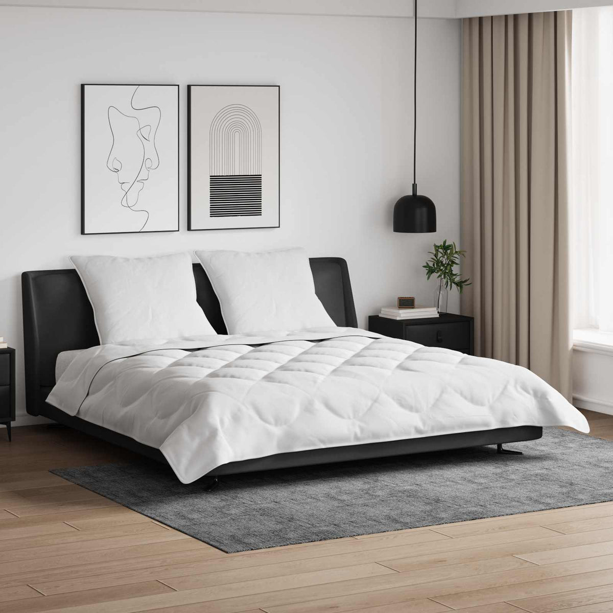 vidaXL Dekbed met kussen 3 pcs Wit 200 x 200 cm Microfibre