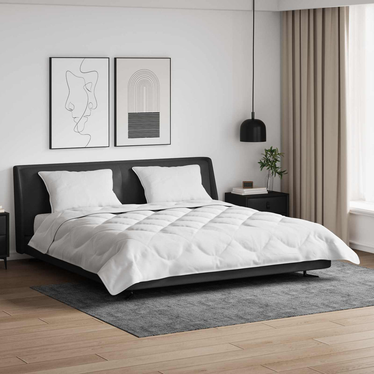 vidaXL Dekbed met kussen 3 pcs Wit 200 x 200 cm Microfibre