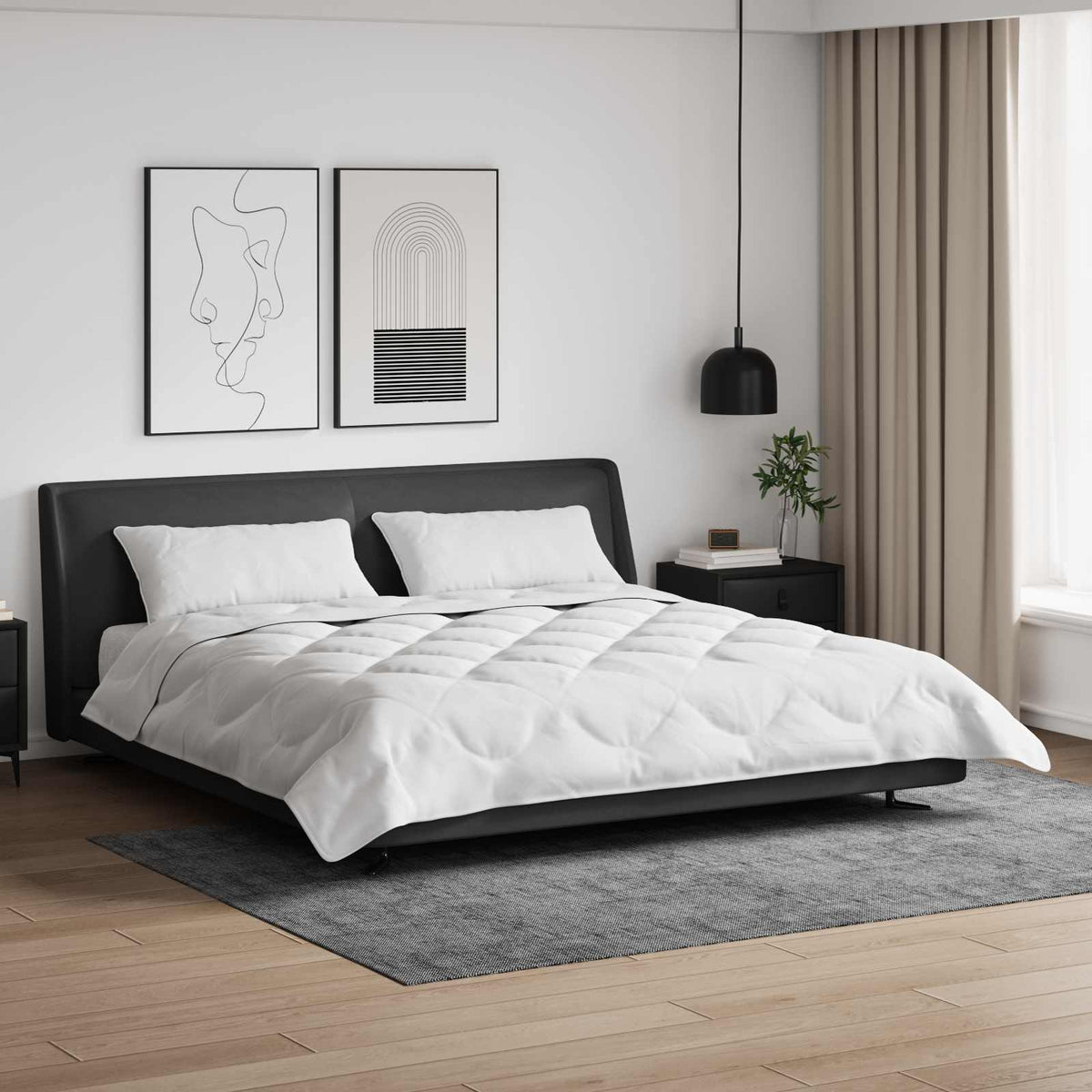 vidaXL Dekbed met kussen 3 pcs Wit 200 x 200 cm Microfibre