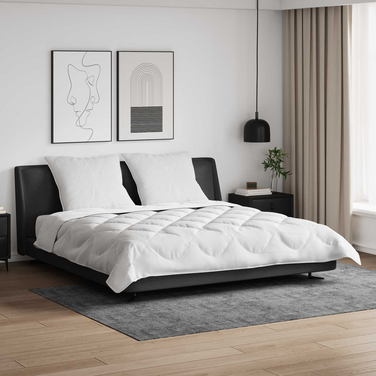 vidaXL Dekbed met Kussens Anders 3 pcs Wit 200 x 200 cm Microfibre