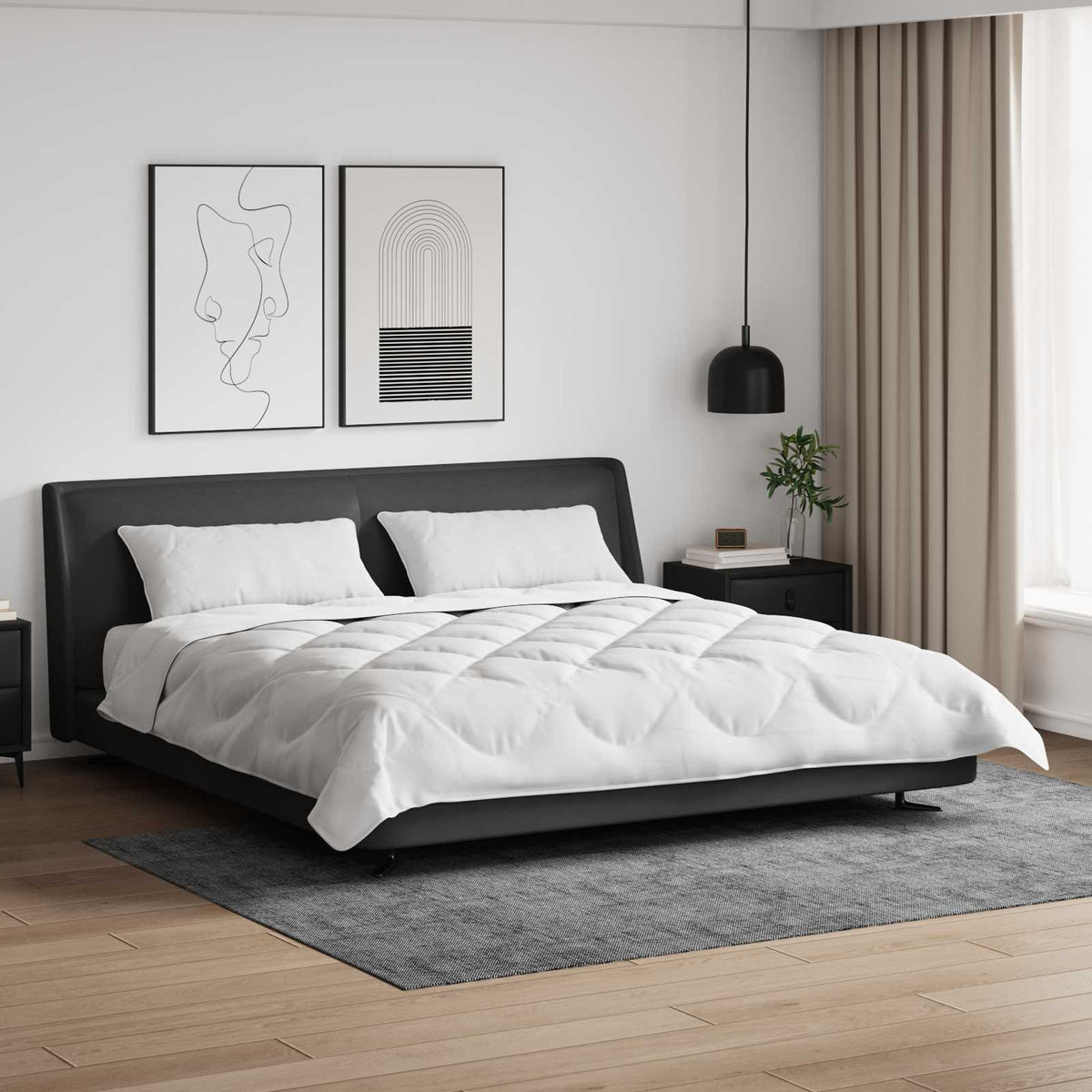vidaXL Dekbed met Kussens Anders 3 pcs Wit 200 x 200 cm Microfibre