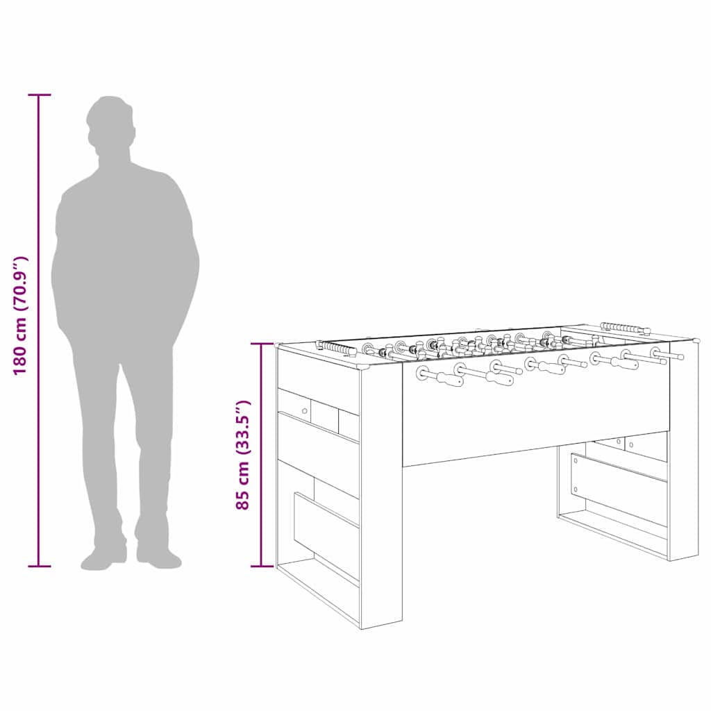 vidaXL Voetbaltafel 2 pcs Wit 146,5 x 74 x 85 cm Bewerkt hout