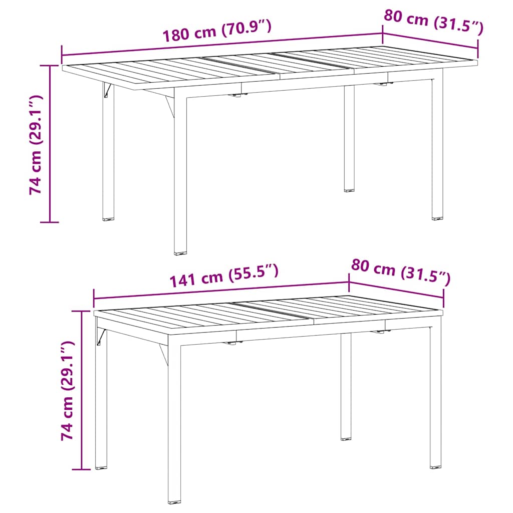 vidaXL Tuin Eetset 7 pcs Antraciet Staal