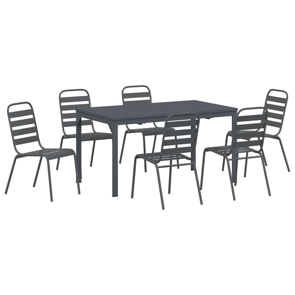 vidaXL Tuin Eetset 7 pcs Antraciet Staal
