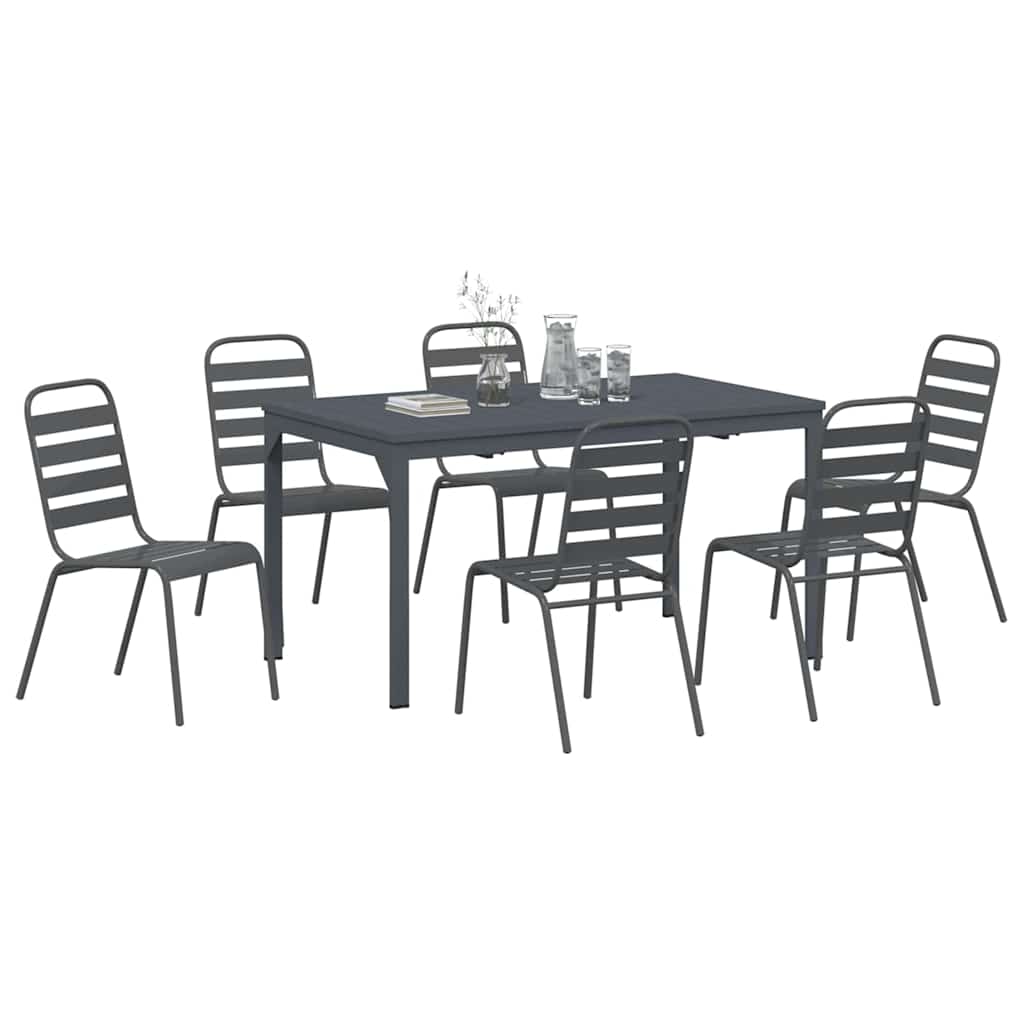 vidaXL Tuin Eetset 7 pcs Antraciet Staal