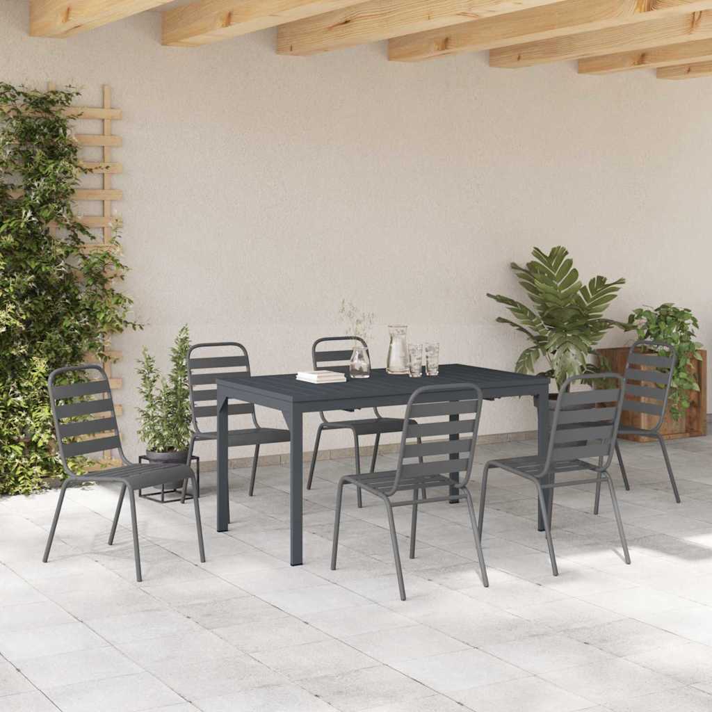 vidaXL Tuin Eetset 7 pcs Antraciet Staal