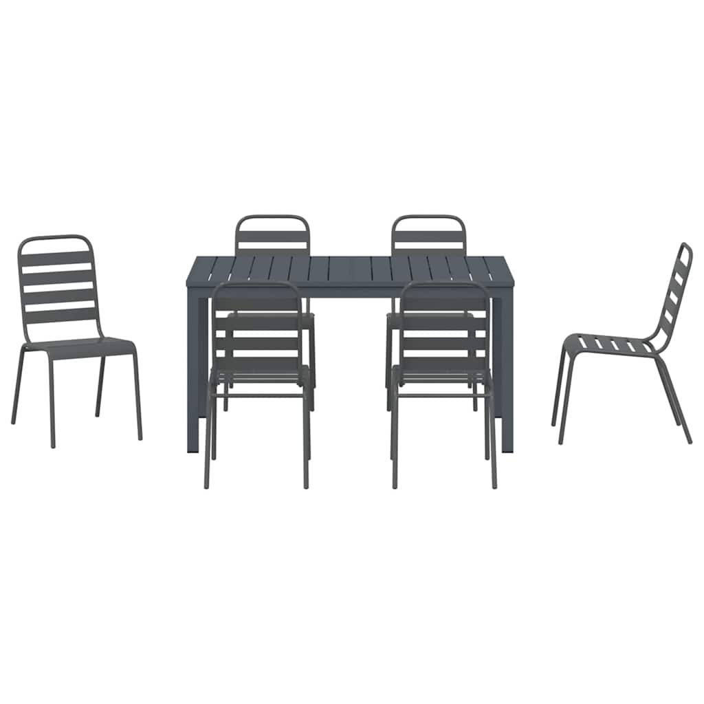 vidaXL Tuin Eetset 7 pcs Antraciet Staal