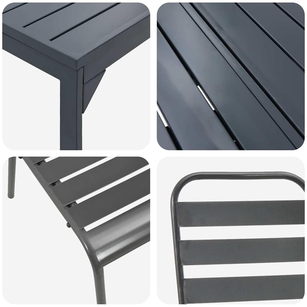 vidaXL Tuin Eetset 7 pcs Antraciet Staal