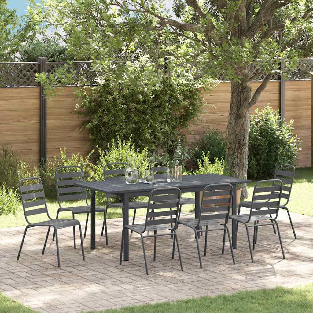 vidaXL Tuin Eetset 7 pcs Antraciet Staal