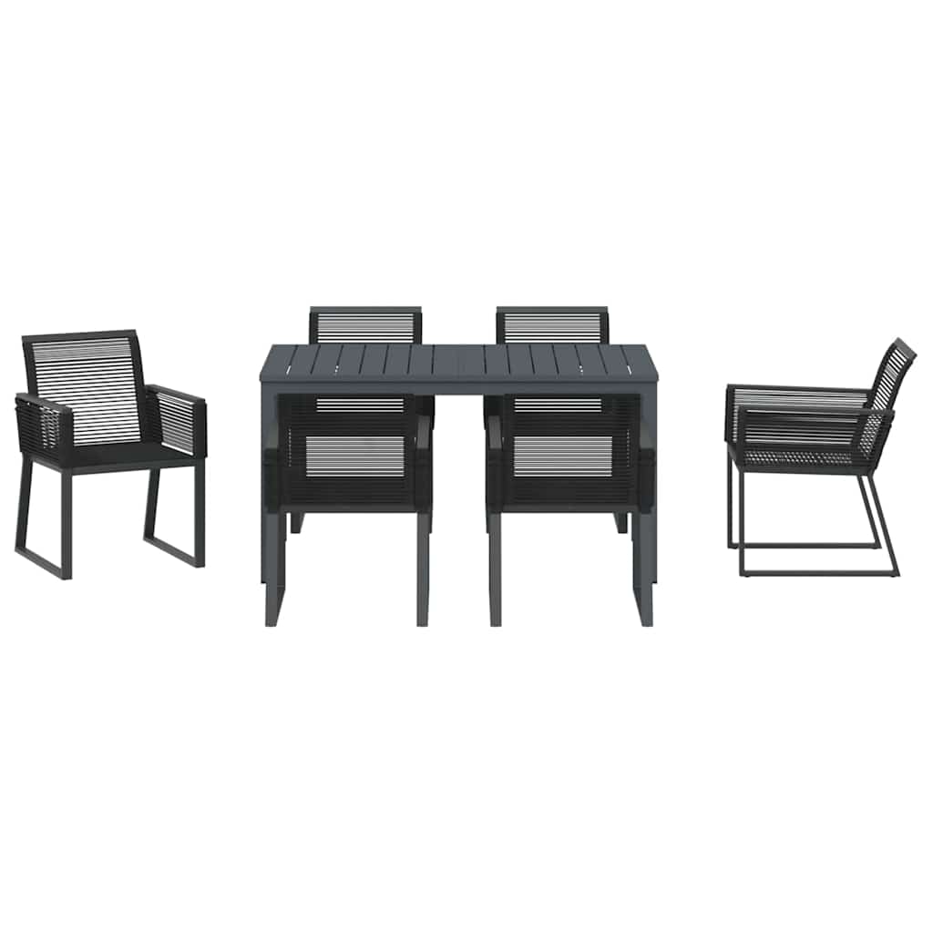 vidaXL Tuin Eetset 7 pcs Zwart Staal en poly riet