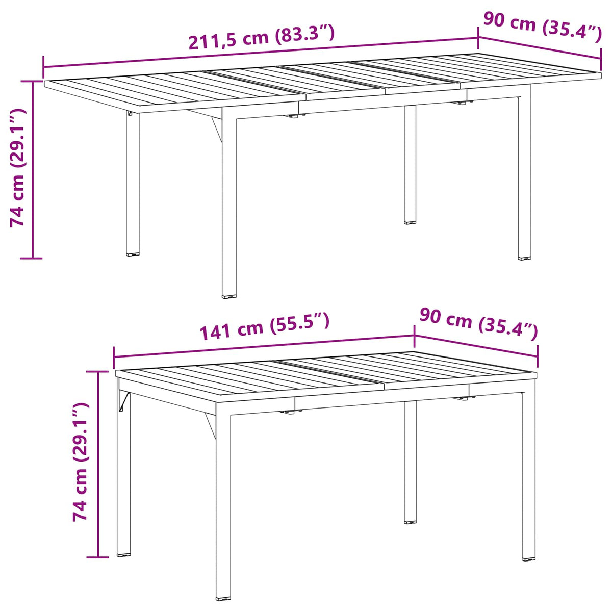 vidaXL Tuin Eetset 9 pcs Antraciet Staal