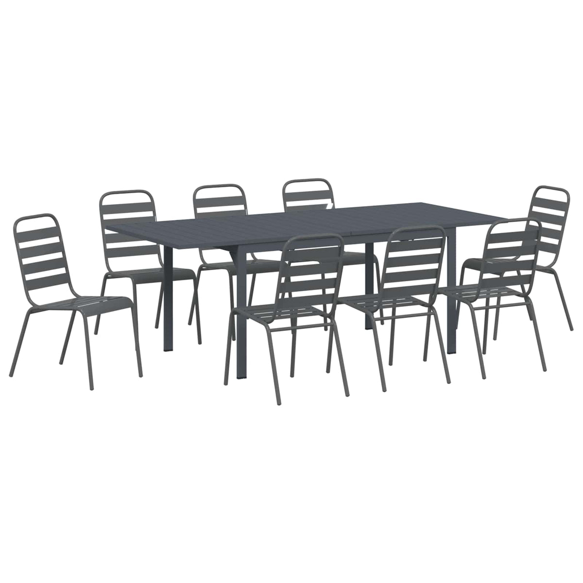 vidaXL Tuin Eetset 9 pcs Antraciet Staal