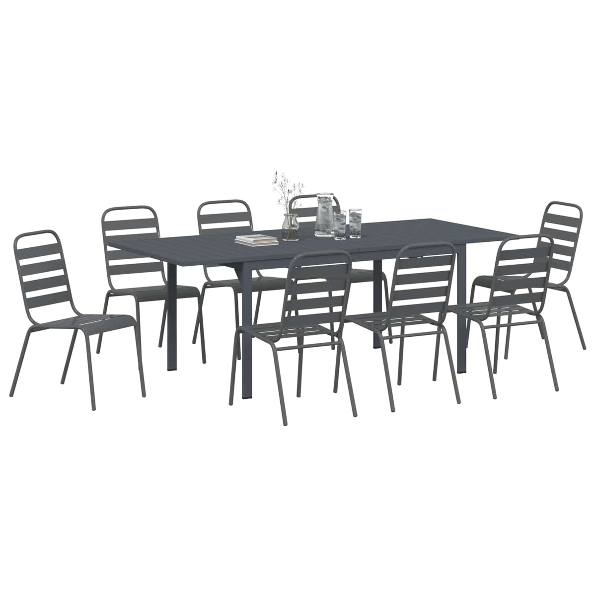 vidaXL Tuin Eetset 9 pcs Antraciet Staal