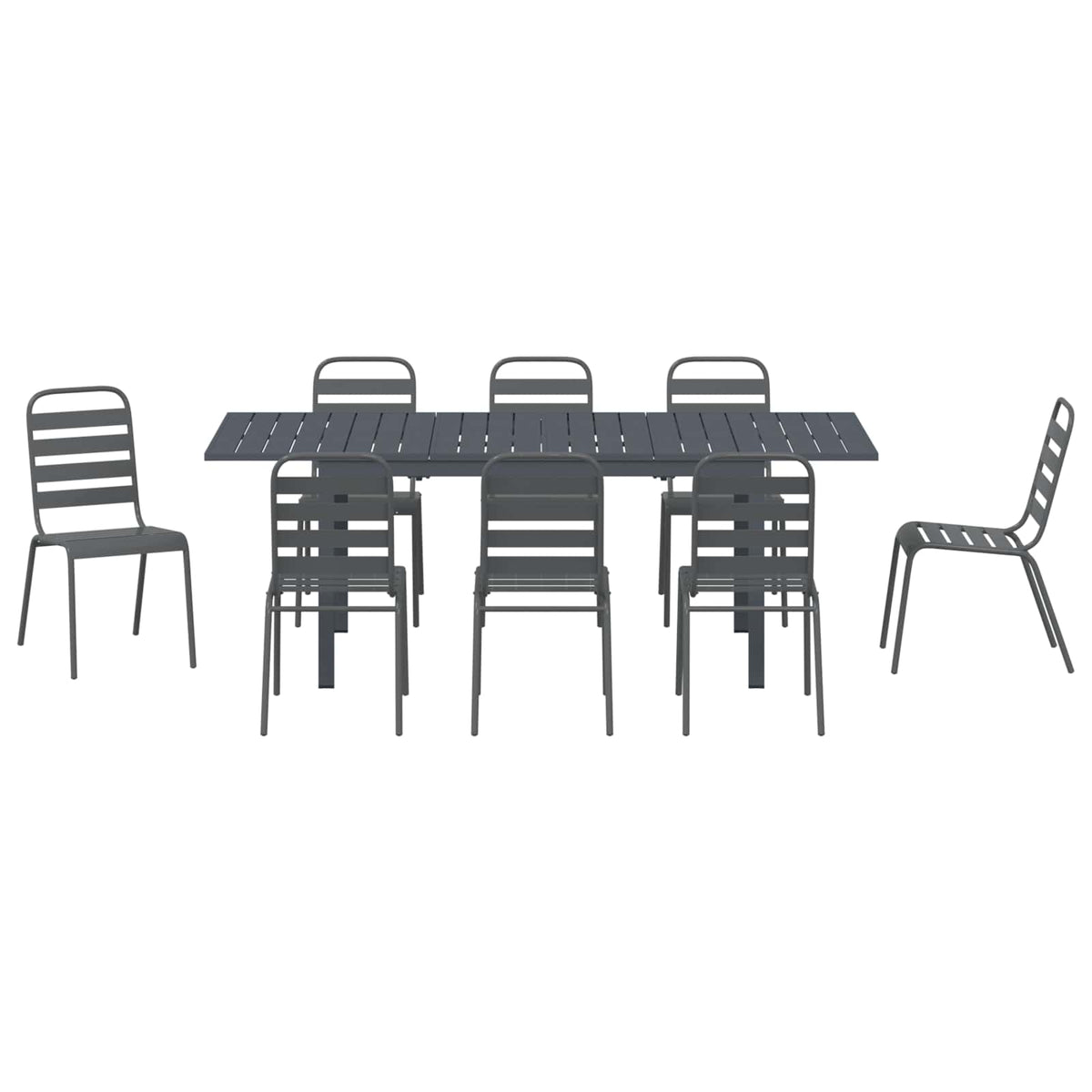 vidaXL Tuin Eetset 9 pcs Antraciet Staal