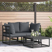 vidaXL Tuin Sofa Set met kussen 3 pcs Zwart Aluminium