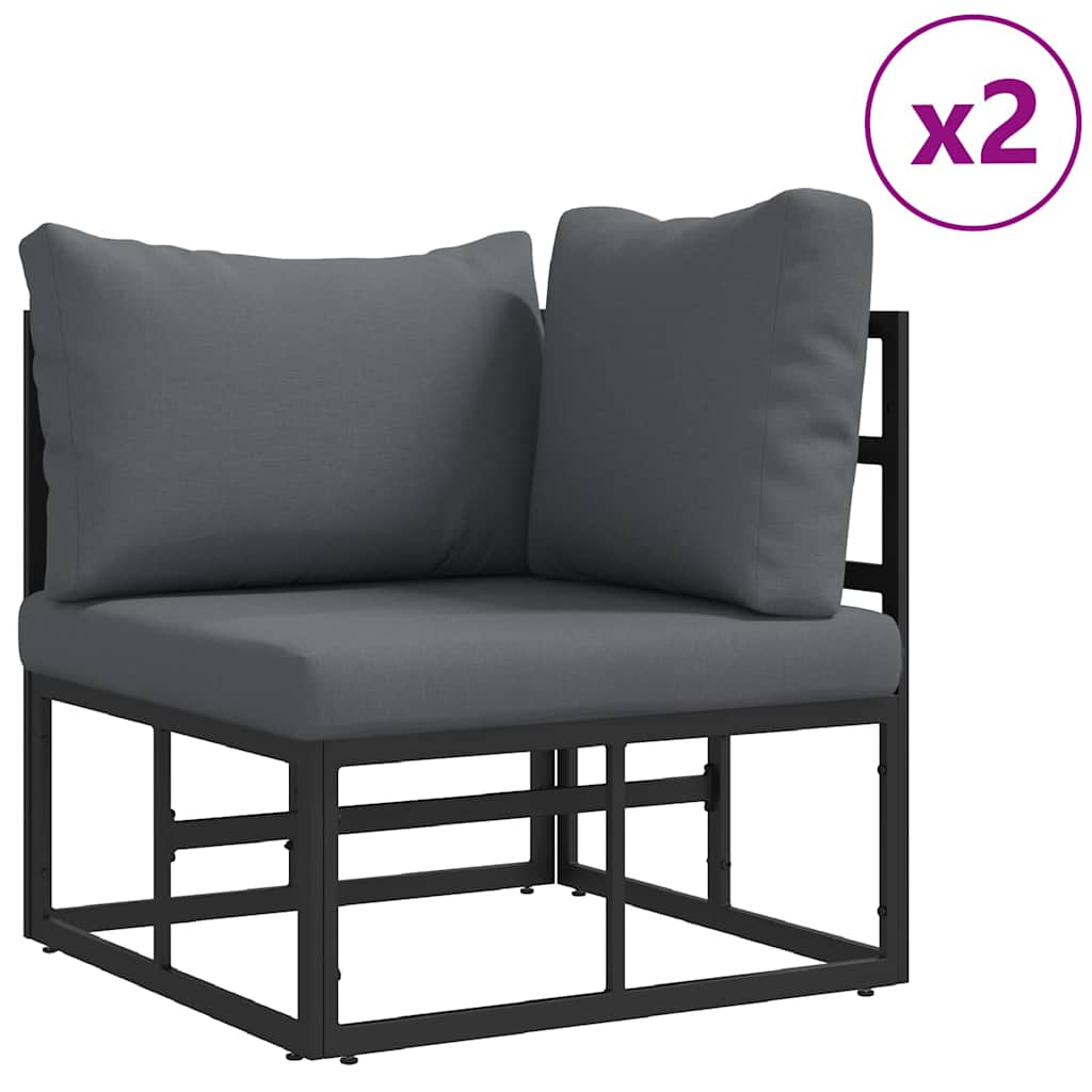 vidaXL Tuin Sofa Set met kussen 3 pcs Zwart Aluminium