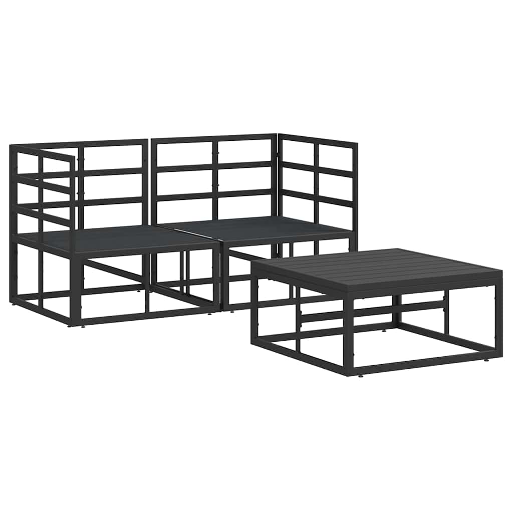 vidaXL Tuin Sofa Set met kussen 3 pcs Zwart Aluminium