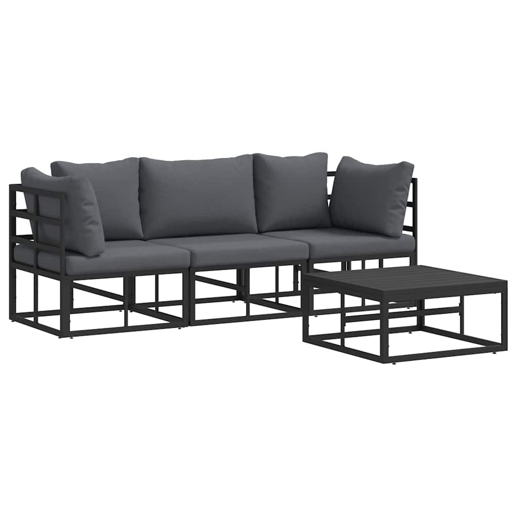 vidaXL Tuin Sofa Set met kussen 4 pcs Zwart Aluminium