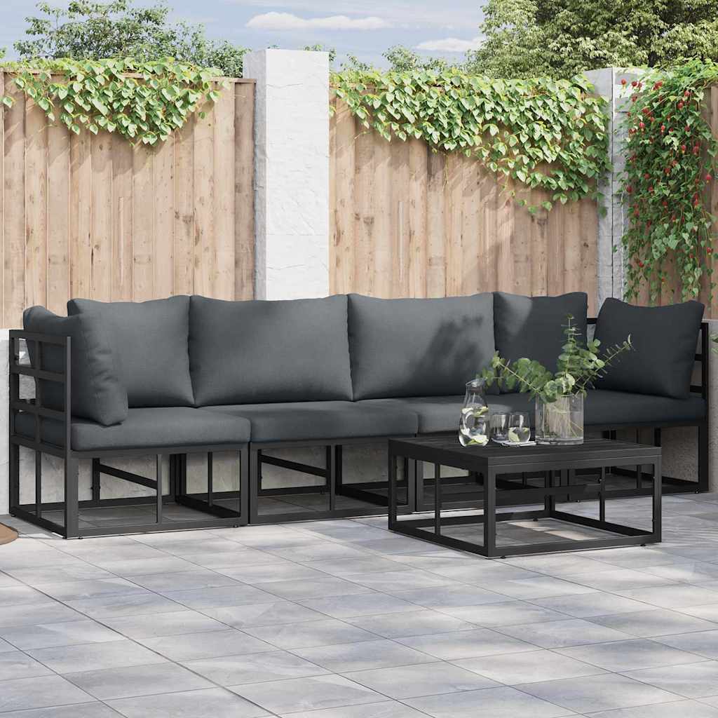 vidaXL Tuin Sofa Set met kussen 4 pcs Zwart Aluminium