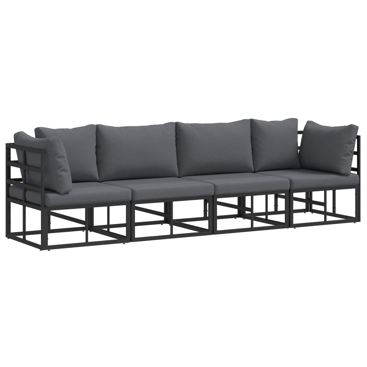 vidaXL Tuin Sofa Set met kussen 4 pcs Zwart Aluminium